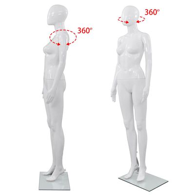 vidaXL Cam Tabanlı Kadın Boy Mankeni Parlak Beyaz 175 cm
