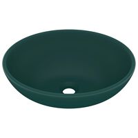 vidaXL Lüks Oval Lavabo Mat Koyu Yeşil 40x33 cm Seramik