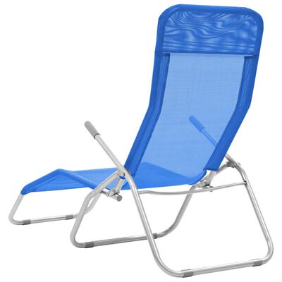 vidaXL Katlanır Şezlong Sandalye 2 Adet Mavi Tekstilen