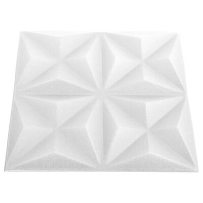 vidaXL 12 Adet 3D Duvar Paneli Origami Beyaz 50x50 cm 3 m²