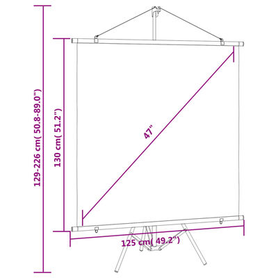 vidaXL Tripod Ayaklı Projeksiyon Perdesi 125 x 130 cm 1:1