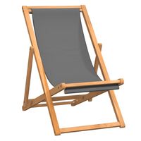 vidaXL Katlanır Plaj Sandalyesi Gri Masif Tik Ağacı