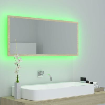 vidaXL LED Işıklı Banyo Aynası Sonoma Meşe Rengi 100x8,5x37 cm Sunta