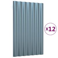vidaXL 12 Adet Çatı Paneli Gri 60x36 cm Toz Boyalı Çelik
