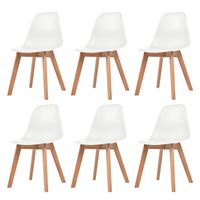 vidaXL Yemek Sandalyesi 6 Adet Beyaz Plastik