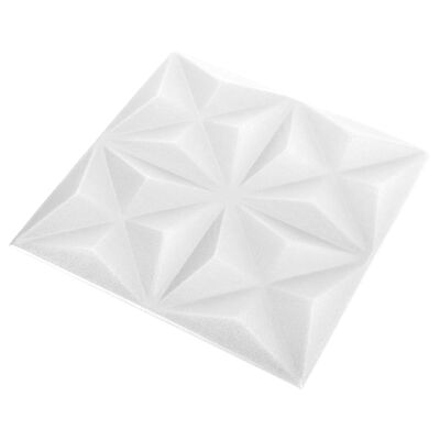 vidaXL 12 Adet 3D Duvar Paneli Origami Beyaz 50x50 cm 3 m²