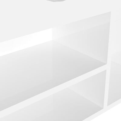 vidaXL Minderli Ayakkabılık Parlak Beyaz 104x30x49 cm Kompozit Ahşap