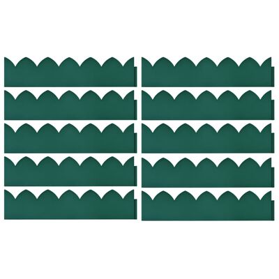 vidaXL Çim Bordürü 10 Adet Yeşil 65x15 cm PP