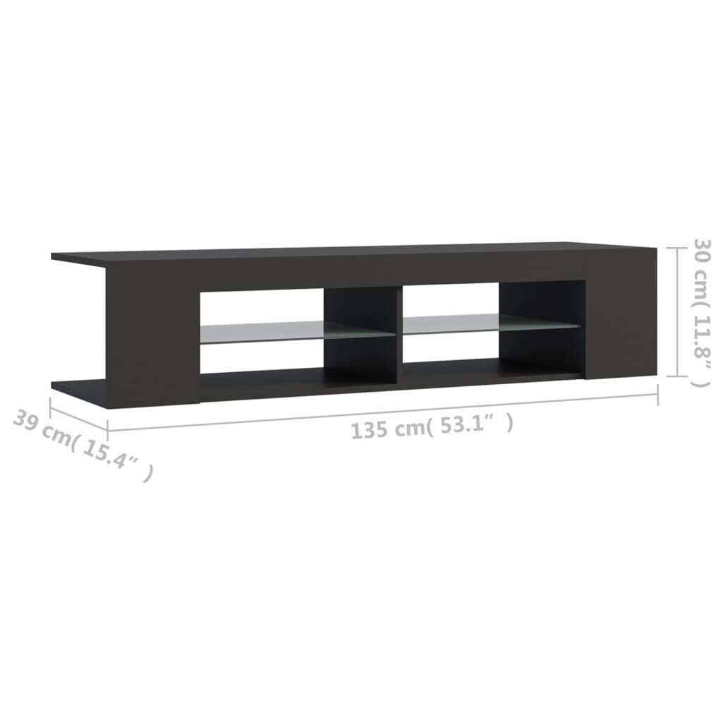 vidaXL LED Işıklı TV Ünitesi Gri 135x39x30 cm