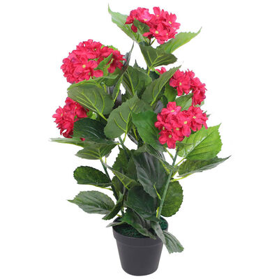 vidaXL Saksıda Yapay Ortanca Çiçeği Kırmızı 60 cm