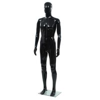 vidaXL Cam Tabanlı Erkek Boy Mankeni Parlak Siyah 185 cm