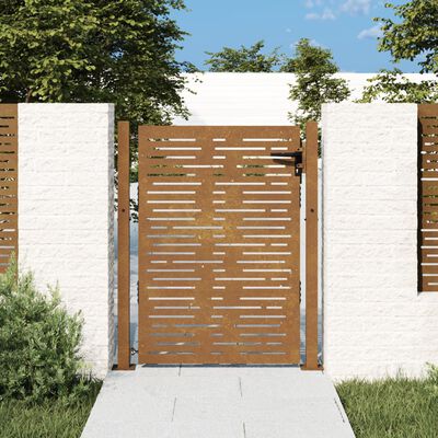 vidaXL Bahçe Kapısı 105x130 cm Korten Çelik Kare Tasarım