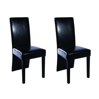 vidaXL Yemek Sandalyesi 2 Adet Siyah Suni Deri