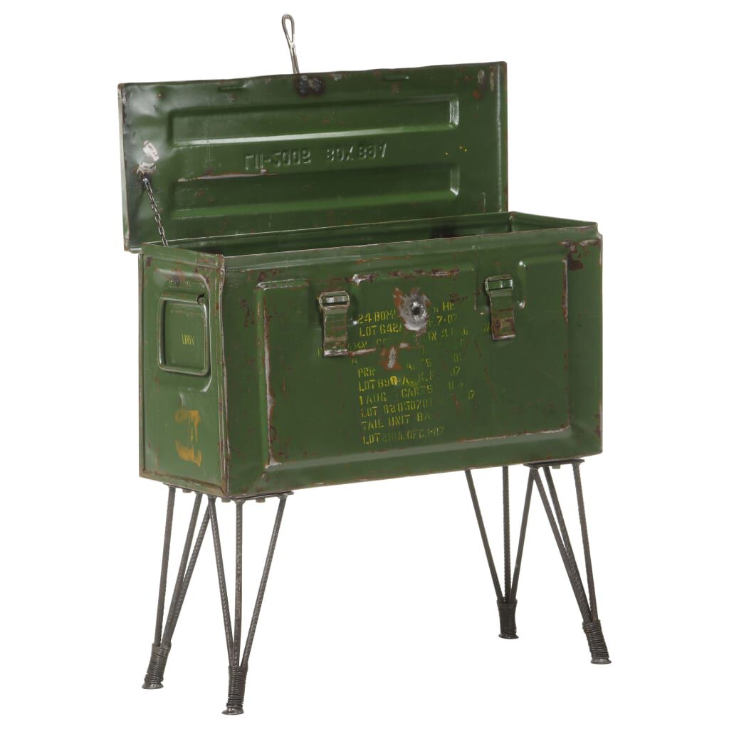 vidaXL Askeri Mühimmat Kutusu Tarzı Depolama Sandığı 68x24x66 cm Demir