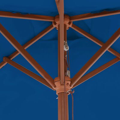 vidaXL Ahşap Gövdeli Güneş Şemsiyesi Mavi 150x200 cm
