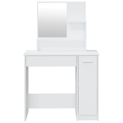 vidaXL Aynalı Makyaj Masası Parlak Beyaz 86,5x35x136 cm