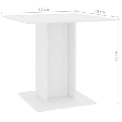 vidaXL Yemek Masası Beyaz 80x80x75 cm Sunta