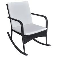 vidaXL Bahçe Sallanan Sandalye Siyah Poli Rattan