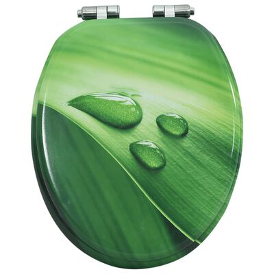 vidaXL Yavaş Kapanan Klozet Kapağı Yeşil Su Damlası Tasarımlı MDF