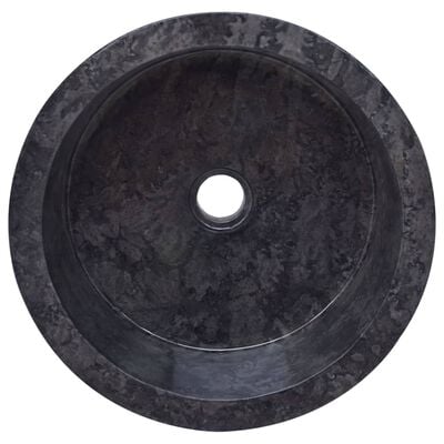 vidaXL Lavabo Siyah Çap 40x15 cm Mermer