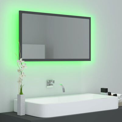 vidaXL LED Işıklı Banyo Aynası Gri 80x8,5x37 cm Sunta