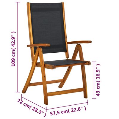 vidaXL Katlanır Bahçe Sandalyesi 2 Adet Masif Akasya Ağacı Tekstilen