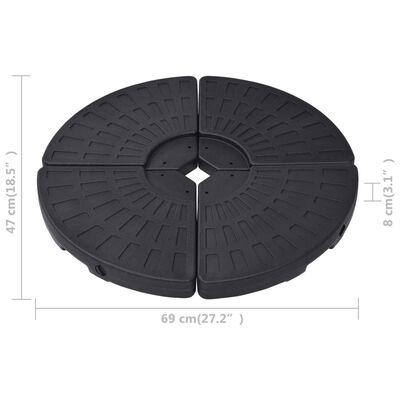 vidaXL Güneş Şemsiyesi Altlığı Fan Şeklinde 4 Adet Siyah