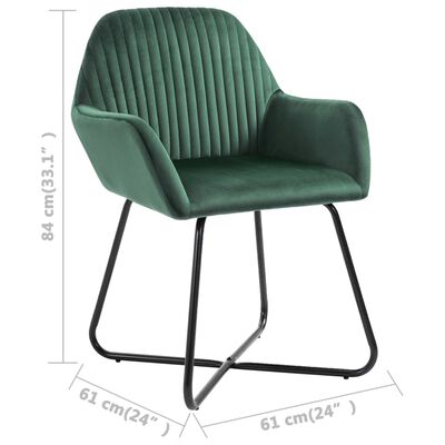 vidaXL Yemek Sandalyesi 2 Adet Yeşil Kadife