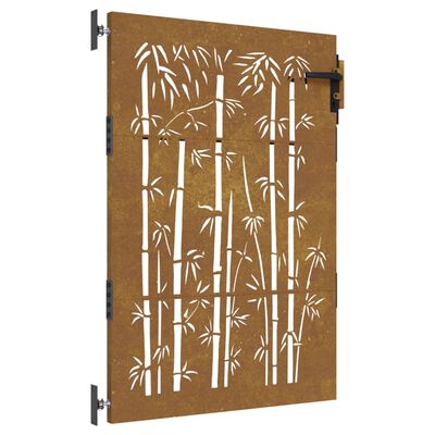 vidaXL Bahçe Kapısı 85x125 cm Korten Çelik Bambu Tasarımı