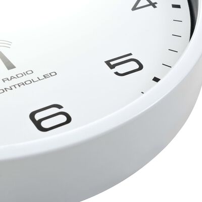 vidaXL Radyo Kontrollü Quartz Mekanizmalı Duvar Saati Beyaz 31 cm