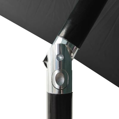 vidaXL LED Işıklı ve Çelik Gövdeli Bahçe Şemsiyesi Antrasit 2x3 m