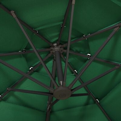 vidaXL 4 Katlı Alüminyum Gövdeli Bahçe Şemsiyesi Yeşil 3x3 m