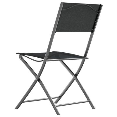 vidaXL Katlanır Bahçe Sandalyesi 2 Adet Siyah Çelik ve Tekstilen