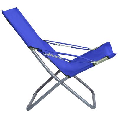 vidaXL Katlanır Plaj Sandalyesi 2 Adet Mavi Kumaş