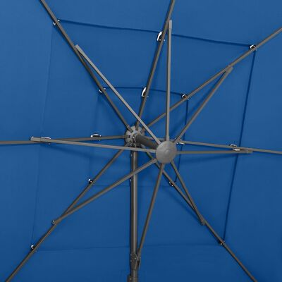 vidaXL 4 Katlı Alüminyum Gövdeli Bahçe Şemsiyesi Gök Mavisi 250x250 cm