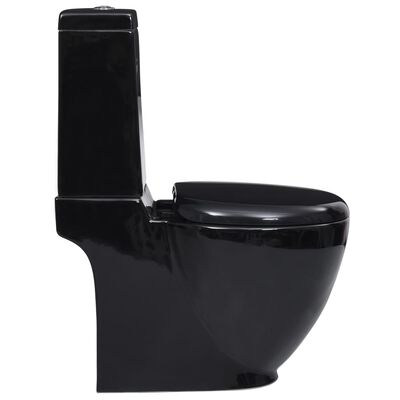 vidaXL Seramik Tuvalet Arkadan Su Akışlı Siyah
