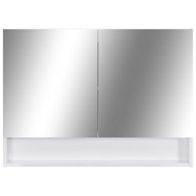 vidaXL LED Işıklı Aynalı Banyo Üst Dolabı Beyaz 80x15x60 cm MDF