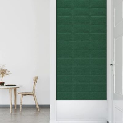 vidaXL Duvar Paneli 12 adet Koyu Yeşil 30x15 cm Kumaş 0,54 m²
