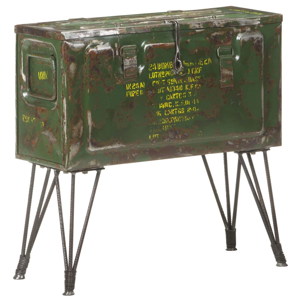 vidaXL Askeri Mühimmat Kutusu Tarzı Depolama Sandığı 68x24x66 cm Demir