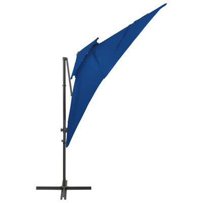 vidaXL Yandan Gövdeli Şemsiye Çift Katlı Gök Mavisi 250x250 cm