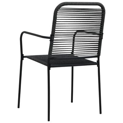 vidaXL Bahçe Sandalyesi 2 Adet Siyah Pamuk İp ve Çelik