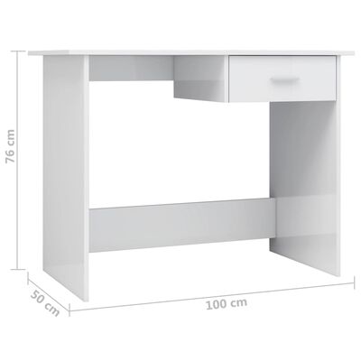 vidaXL Çalışma Masası Parlak Beyaz 100x50x76 cm Sunta