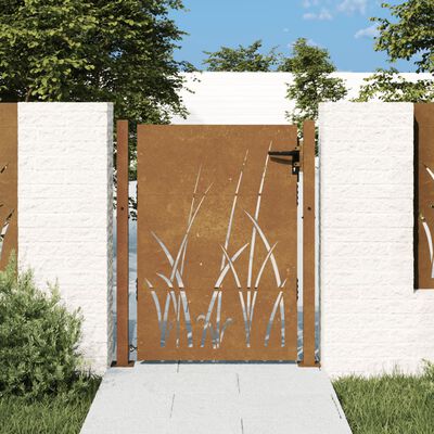 vidaXL Bahçe Kapısı 105x155 cm Korten Çelik Çim Tasarımı