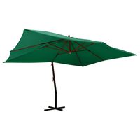 vidaXL Yandan Gövdeli Ahşap Direkli Şemsiye Yeşil 400x300 cm