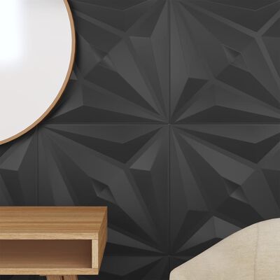vidaXL Duvar Paneli 48 adet Siyah 50x50 cm EPS 12 m² Yıldız Deseni