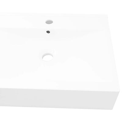 vidaXL Lüks Seramik Lavabo Batarya Delikli Beyaz 60 x 46 cm Dikdörtgen