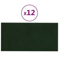 vidaXL Duvar Paneli 12 adet Koyu Yeşili 30x15 cm Kadife 0,54 m²