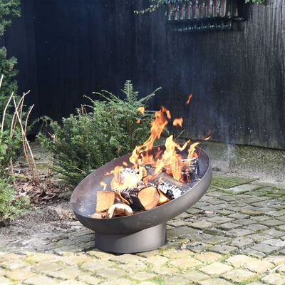 Esschert Design Eğimli Bahçe Şöminesi Siyah Karbon Çelik FF400