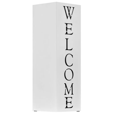 vidaXL Şemsiyelik Beyaz Çelik Welcome Yazılı