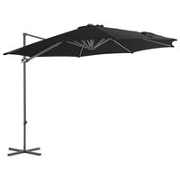 vidaXL Yandan Gövdeli Çelik Şemsiye Siyah 300 cm